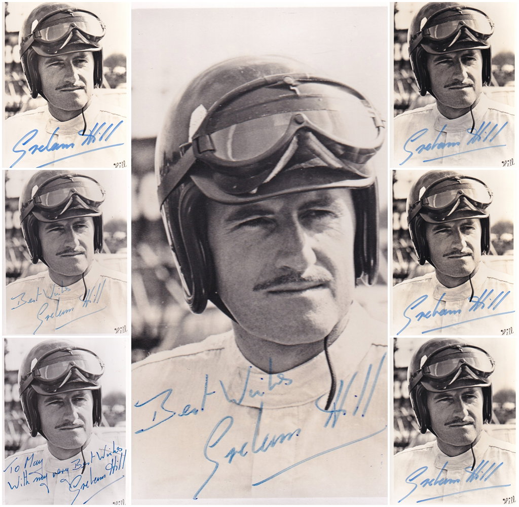 GRAHAM HILL SIGNED VINTAGE PHOTO COLLECTION FROM ROB WALKER'S LEGACY