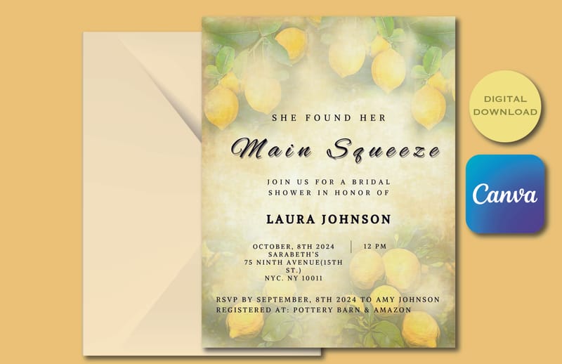Lemon Themed Bridal Shower Invitation