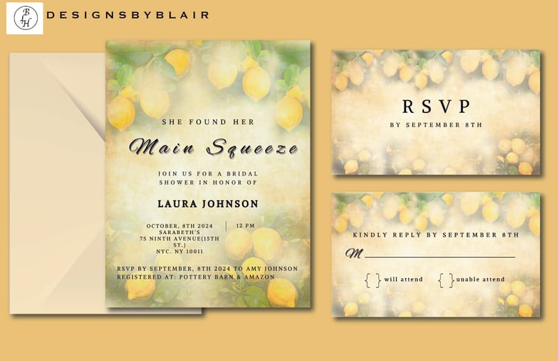 Lemon Themed Bridal Shower Invitation