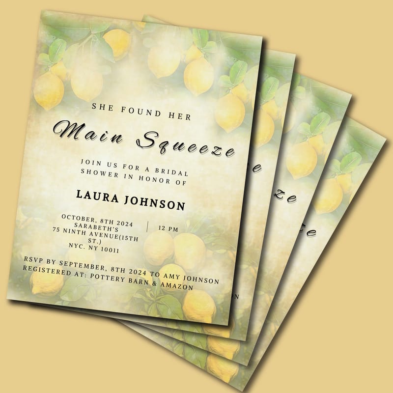 Lemon Themed Bridal Shower Invitation