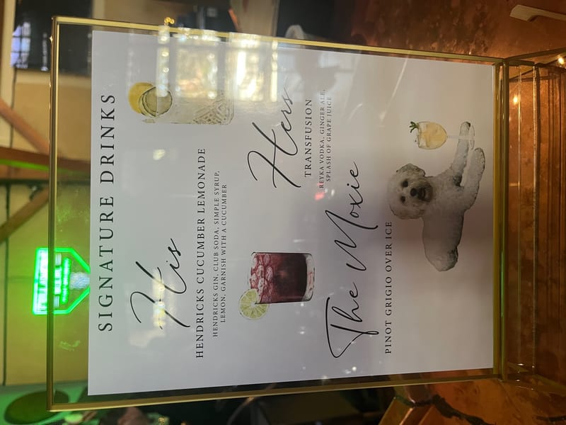 Wedding Signature Drink Sign with family Dog!