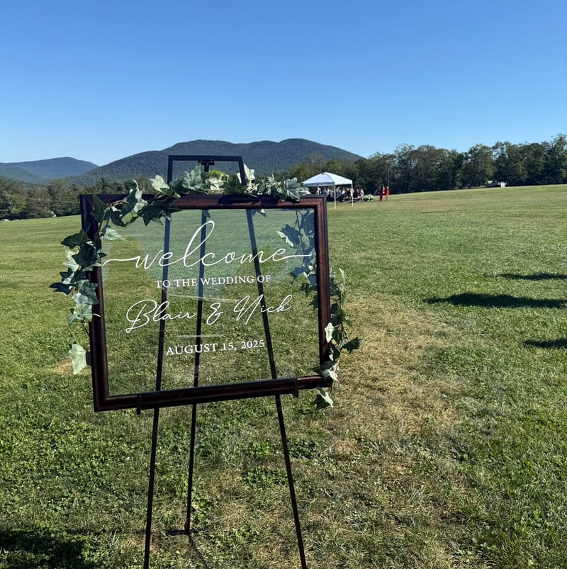 Rustic Glass with wooden frame welcome sign