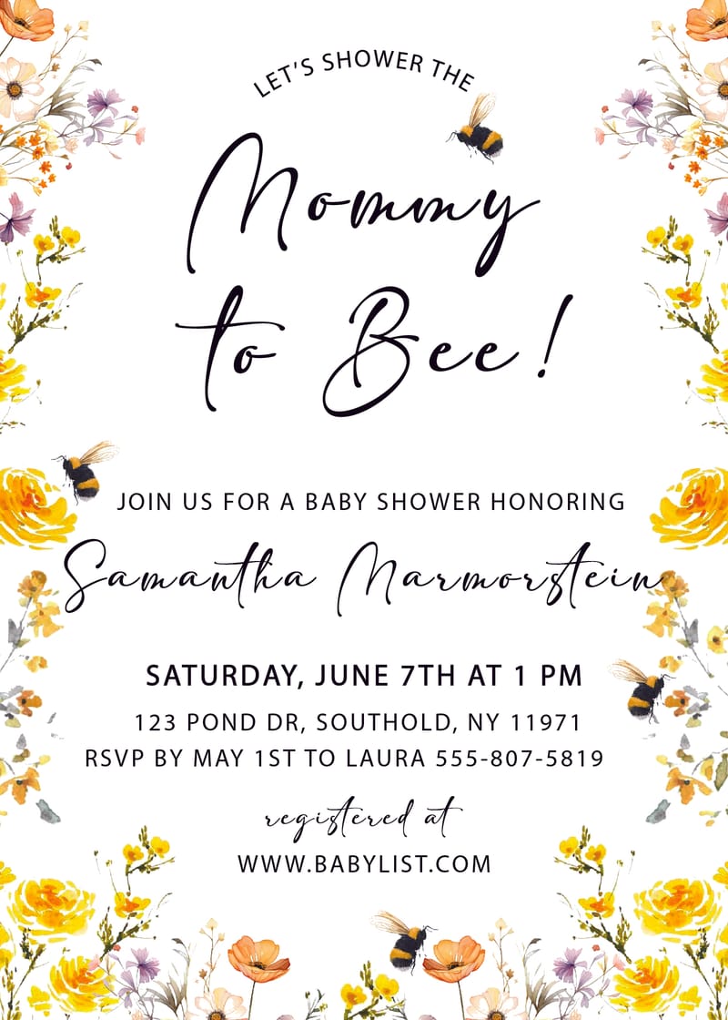 Mommy to Bee Baby Shower Invitation