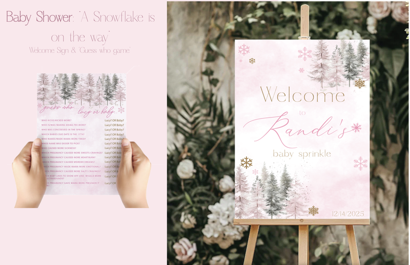 Baby Girl Sprinkle Invitation Suite- Invitation, Welcome Sign & Guess Who Game