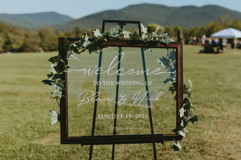 Rustic Glass with wooden frame welcome sign