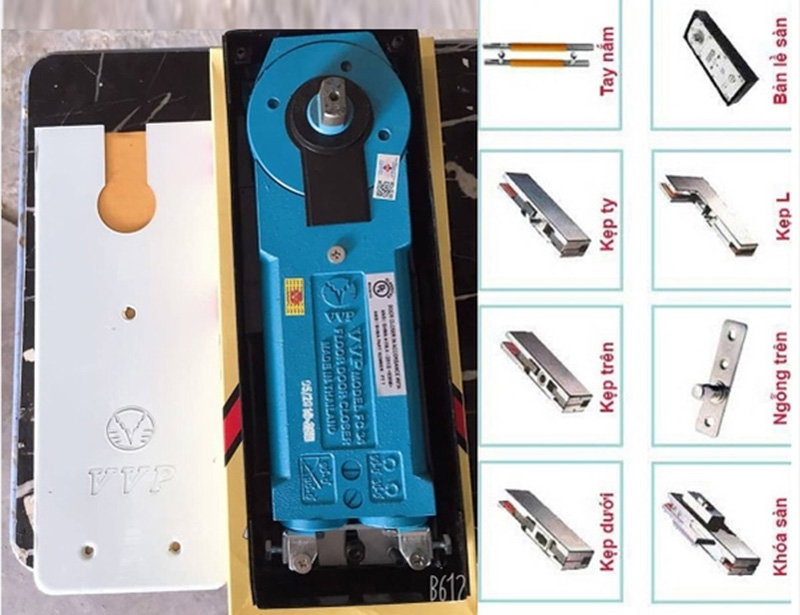 Báo giá bản lề sàn VVP cùng hệ phụ kiện đồng bộ tại Ahadoor