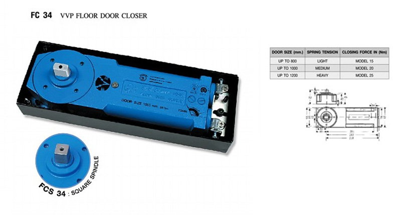 Cấu tạo đồng bộ bàn lề sàn VVP-Thái Lan tại Ahadoor Việt Nam