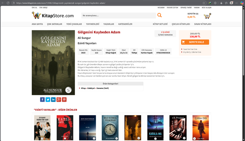 Aşağıda bulunan linkte ki URL'yi kopyalayıp tarayıcı çubuğuna yapıştırarak kitabımızı kitap store üzerinden sipariş verebilirsiniz.