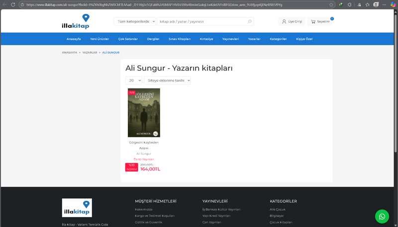 Aşağıda bulunan linkte ki URL'yi kopyalayıp tarayıcı çubuğuna yapıştırarak kitabımızı illa kitap üzerinden sipariş verebilirsiniz.
