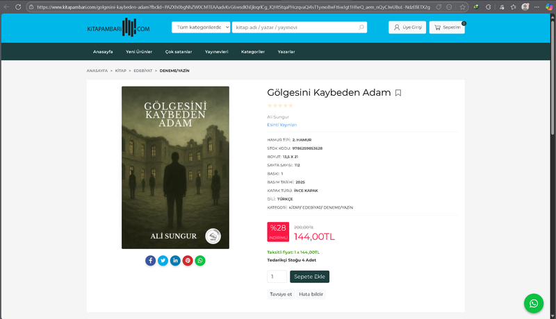 Aşağıda bulunan linkte ki URL'yi kopyalayıp tarayıcı çubuğuna yapıştırarak kitabımızı kitap ambarı üzerinden sipariş verebilirsiniz.