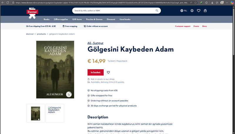 Aşağıda bulunan linkte ki URL'yi kopyalayıp tarayıcı çubuğuna yapıştırarak kitabımızı Donner.nl üzerinden sipariş verebilirsiniz.