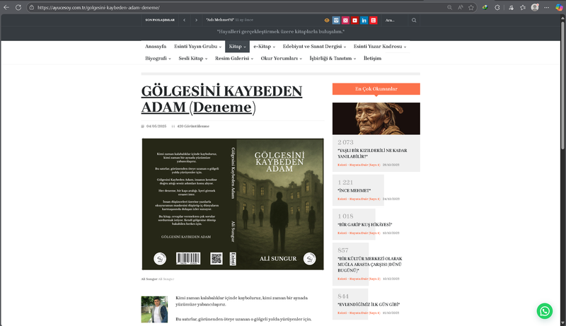 Aşağıda bulunan linkte ki URL'yi kopyalayıp tarayıcı çubuğuna yapıştırarak kitabımızı esinti yayınları üzerinden sipariş verebilirsiniz.