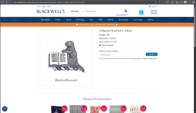 Aşağıda bulunan linkte ki URL'yi kopyalayıp tarayıcı çubuğuna yapıştırarak kitabımızı Blackwells.co.uk üzerinden sipariş verebilirsiniz.