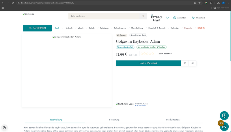 Aşağıda bulunan linkte ki URL'yi kopyalayıp tarayıcı çubuğuna yapıştırarak kitabımızı Buecher.de üzerinden sipariş verebilirsiniz.