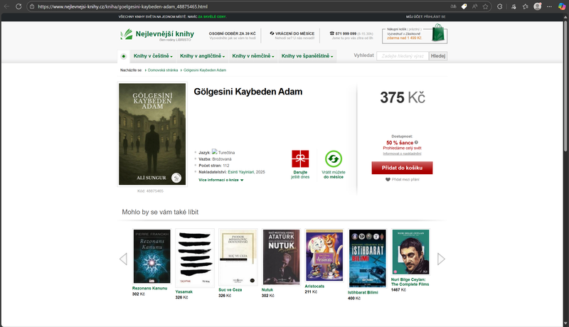 Aşağıda bulunan linkte ki URL'yi kopyalayıp tarayıcı çubuğuna yapıştırarak kitabımızı Nejlevnější Knihyčlen üzerinden sipariş verebilirsiniz.