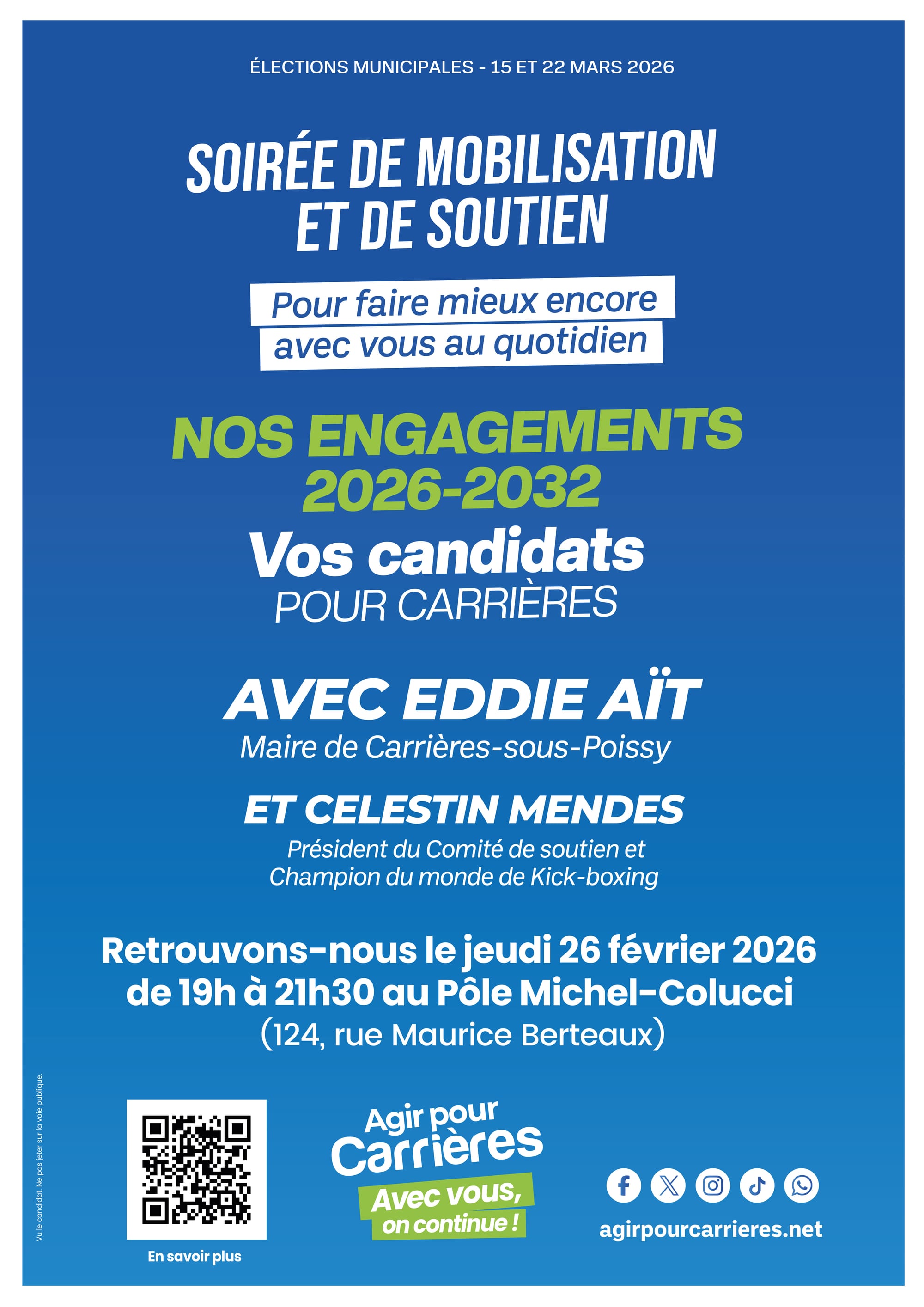 Soirée de mobilisation et de soutien : nos engagements 2026-2023, vos candidats pour Carrières (jeudi 26 février)