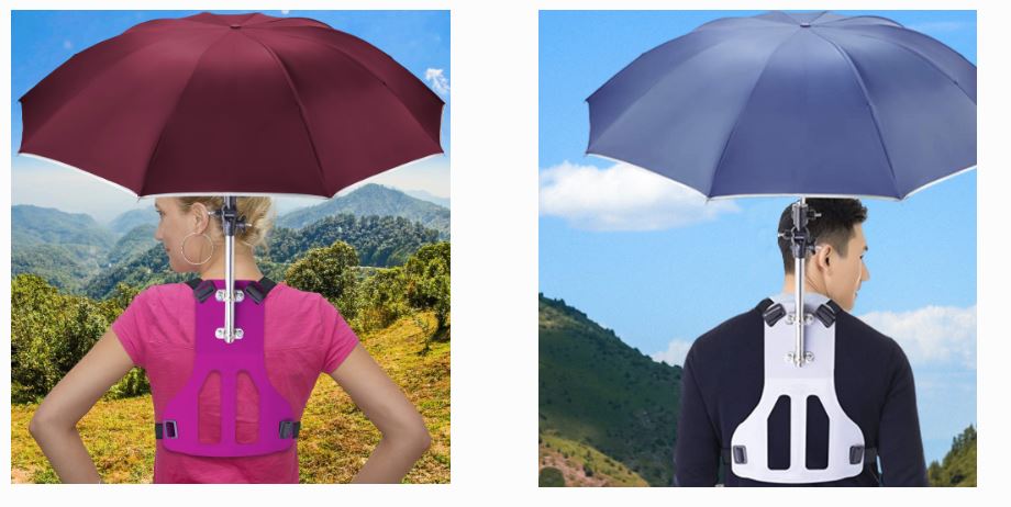 photo homme et femme avec un parapluie de randonée