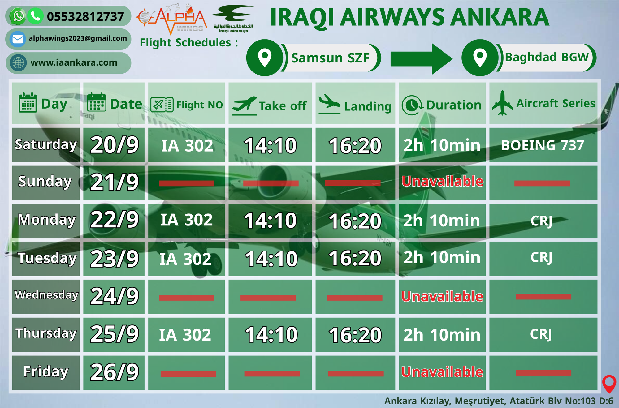 SAMSUN > BAGHDAD