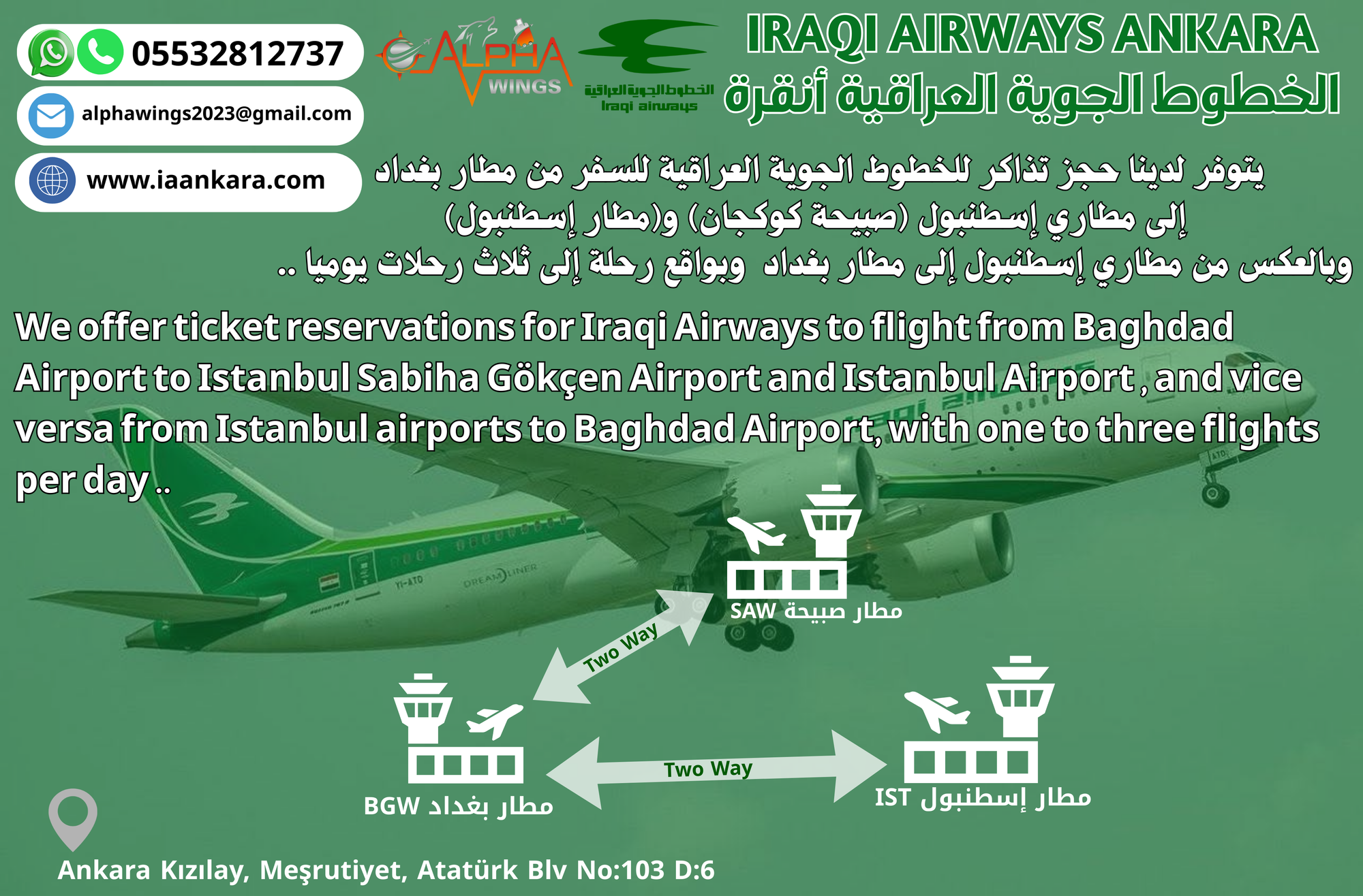 ISTANBUL > BAGHDAD = BAGHDAD > ISTANBUL