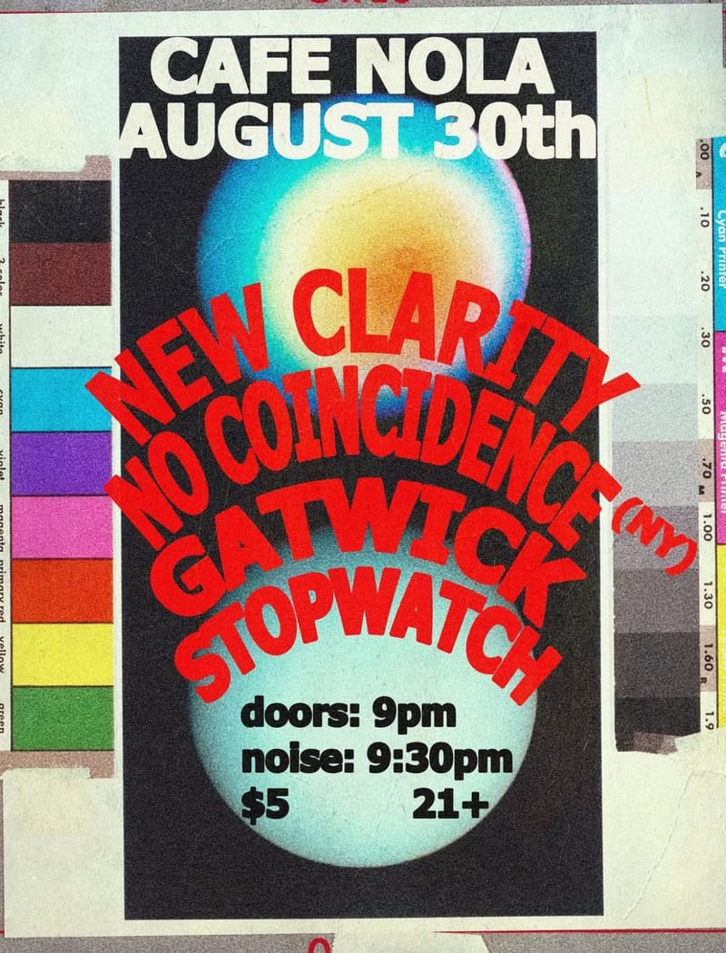 New Clarity, No Coincidence, Gatwick, Stopwatch