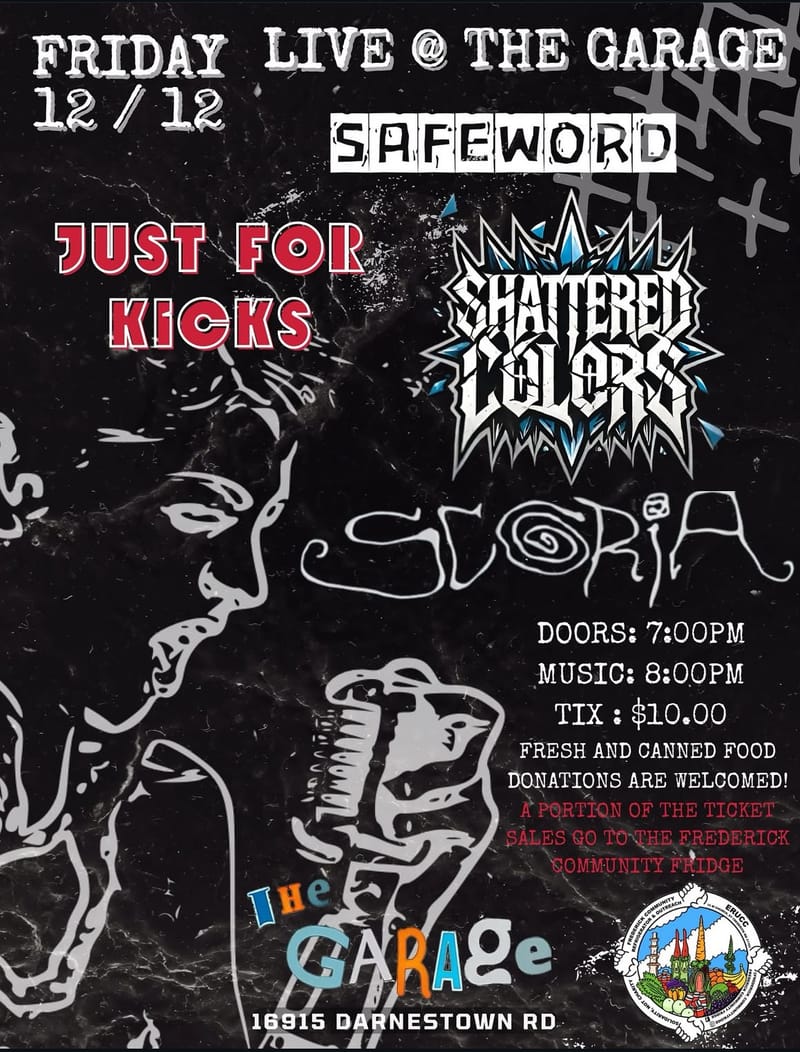 Frederick Community Fridge Fundraiser: Shattered Colors/Just for Kicks/Safeword/Scoria