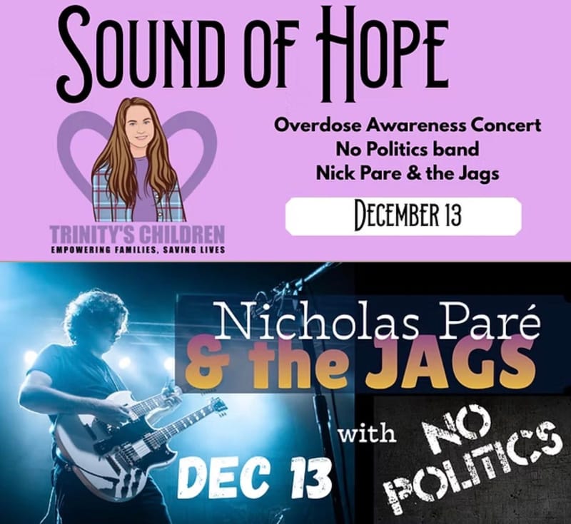 Sound of Hope - Overdose Awareness Concert: Nicolas Pare & The JAGS/Let There Be Rock Schools/No Politics