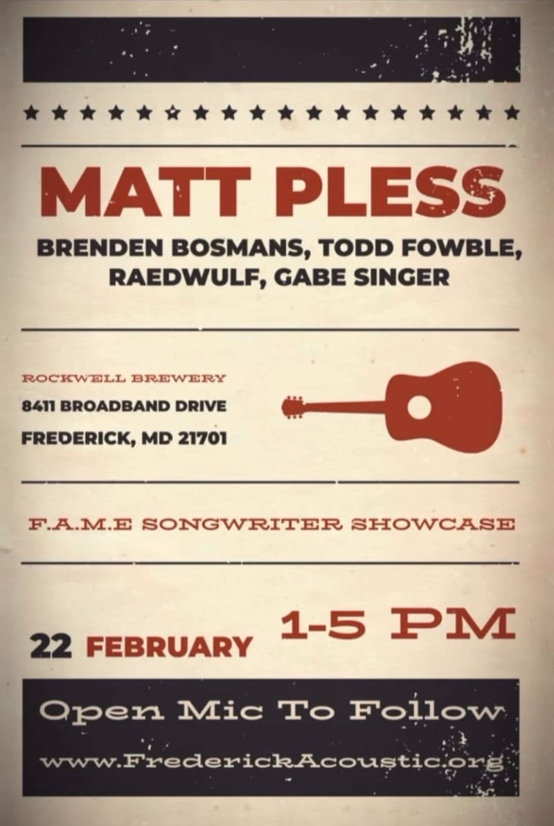 Matt Pless/Brenden Bosmans/Todd Fowble/Raedwulf/Gabe Singer/Open Mic
