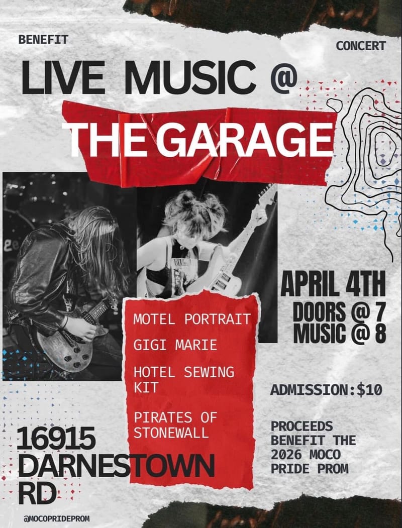 MoCo Pride Prom Benefit Show: Motel Portrait/Gigi Marie/Hotel Sewing Kit/Pirates of Stonewall