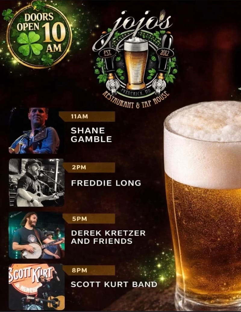 Jojo's All St. Pats Day: Shane Gamble/Freddie Long/Derek Kretzer & Friends/Scott Kurt Band