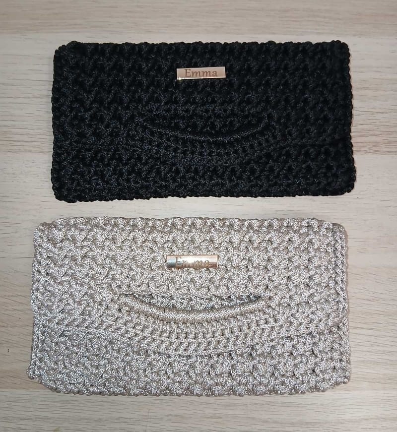 Luxury Crochet Evening Clutch "Emma" – Premium Handcrafted Statement Bag