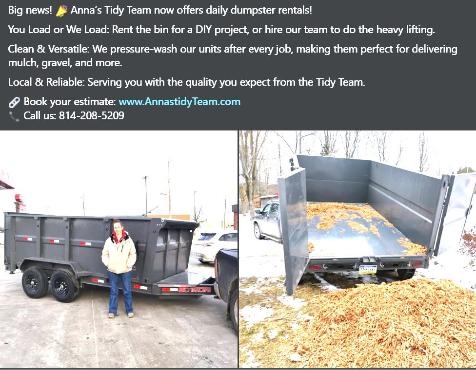 Anna showing her newest dumpster ready to go to work