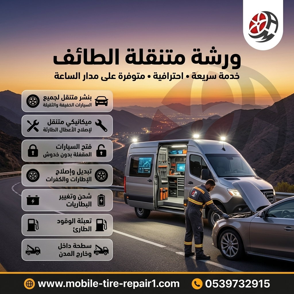 ورشة متنقلة الطائف | صيانة سيارات متنقلة 24 ساعة