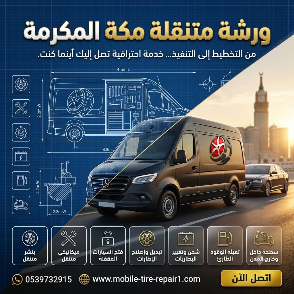 ورشة متنقلة مكة المكرمة | ميكانيكا وكهرباء وتبديل بطاريات وبنشر متنقل
