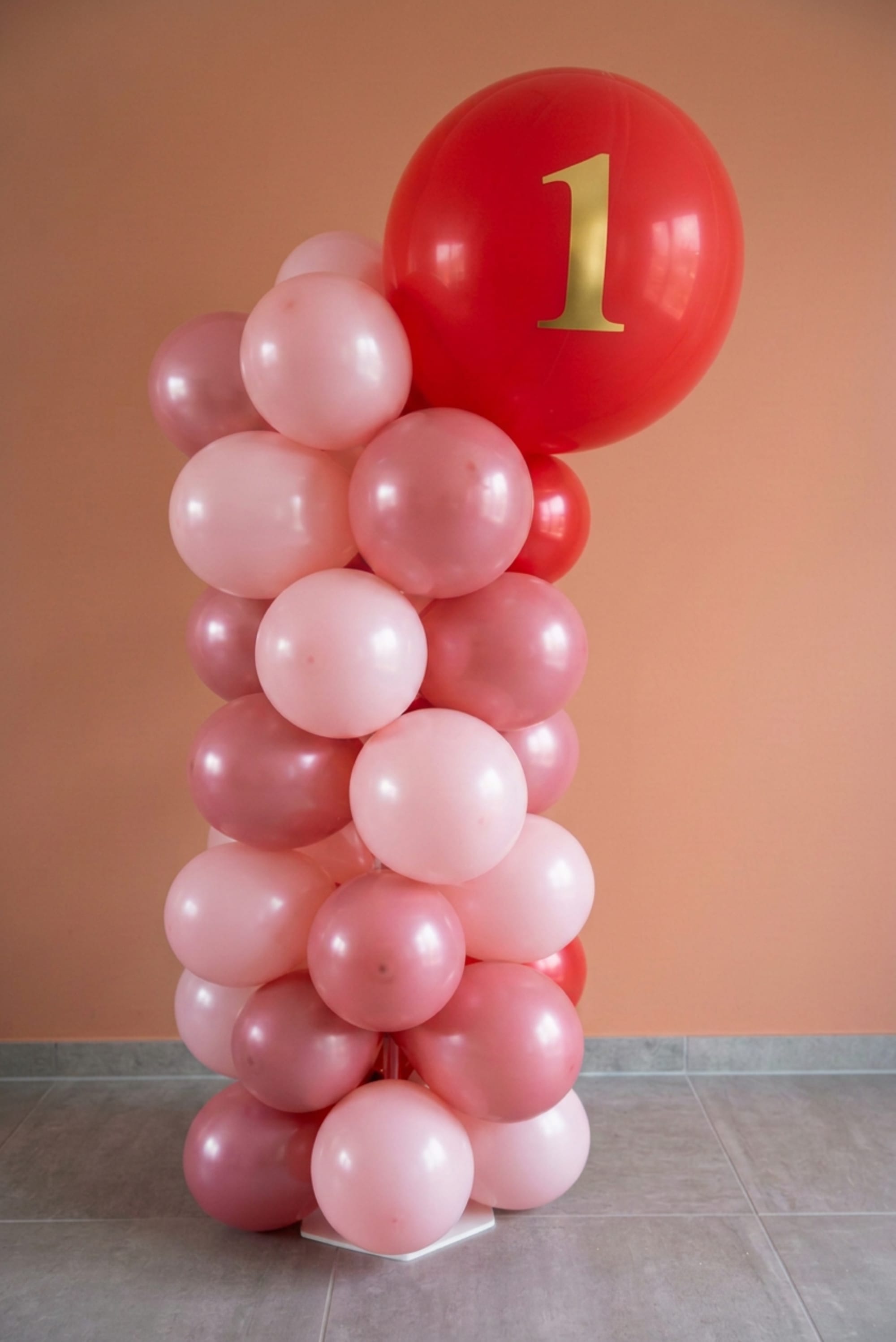 Wunsch: Midi-Ballonstange zum 1 Geburtstag in Rosarot