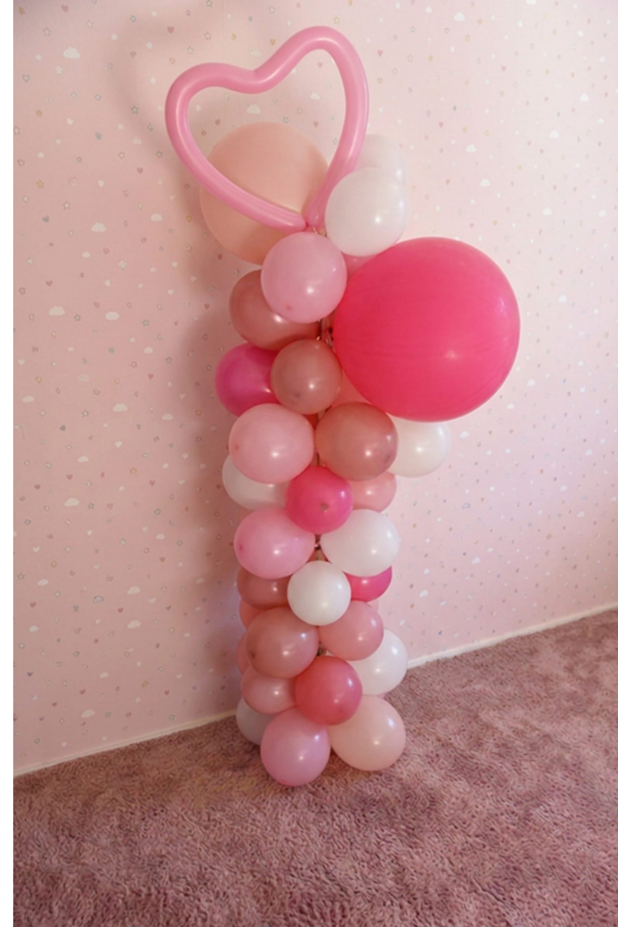 Wunsch: Midi-Ballonstange mit Herz oben in rosarot