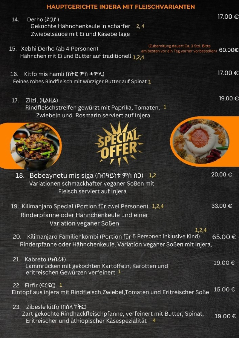 HAUPTGERICHTE INJERA MIT FLEISCHVARIANTEN