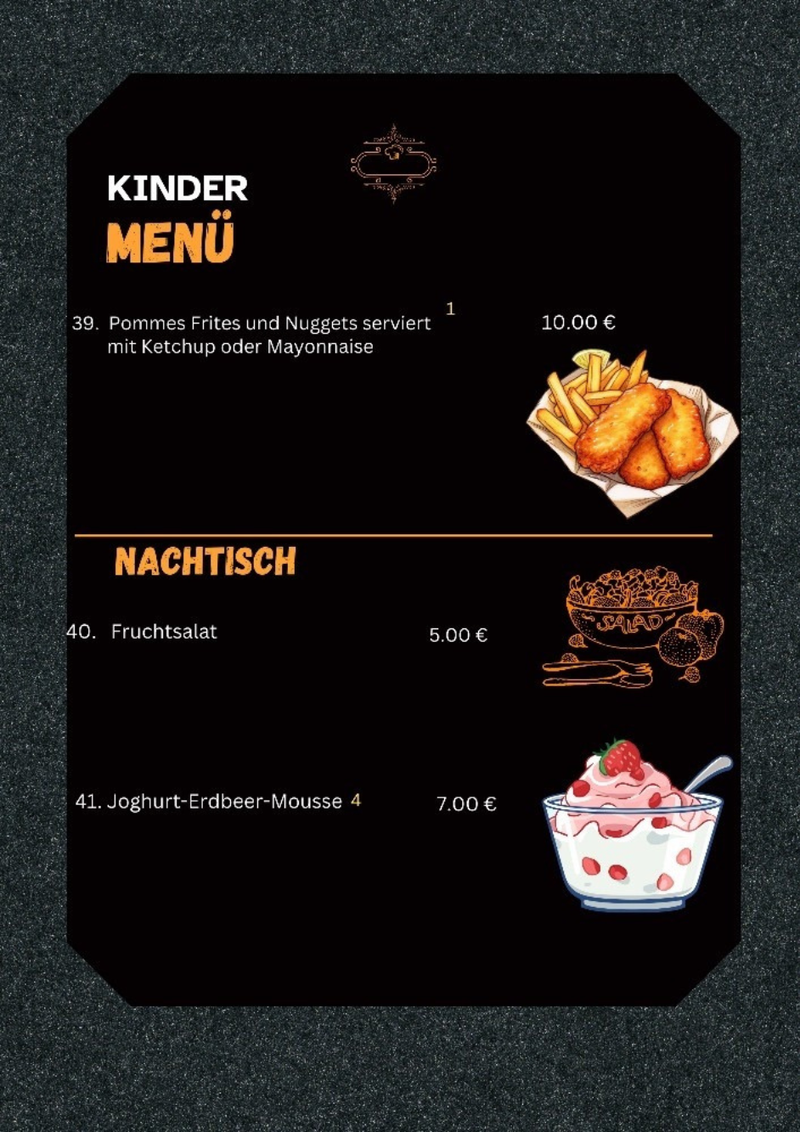 KINDER MENU