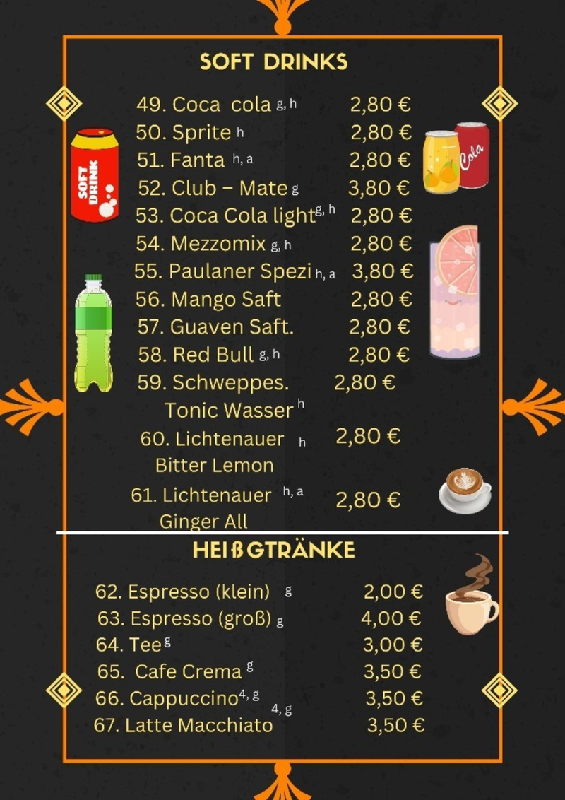 SOFT DRINKS & HEIBGTRÄNKE