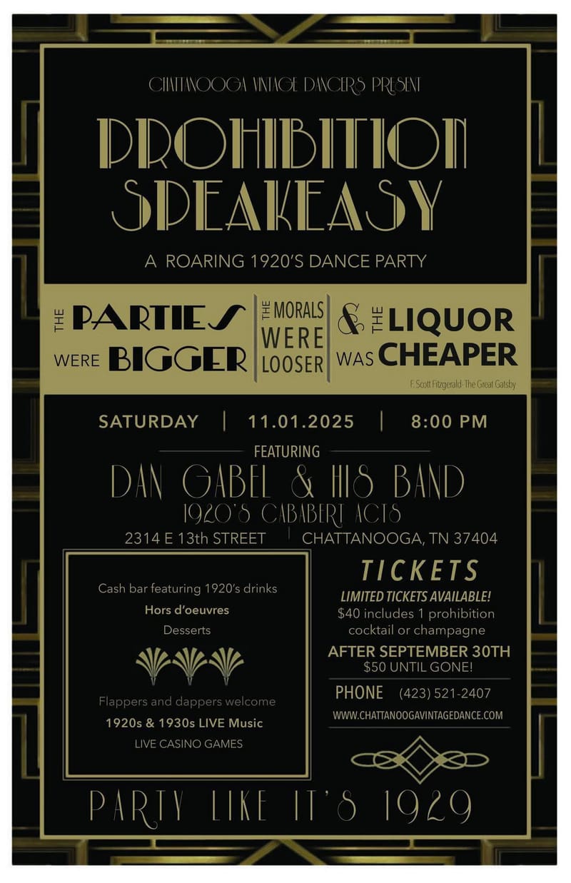 2025 Prohibition Speakeasy: A Roaring 1920's Dance Party