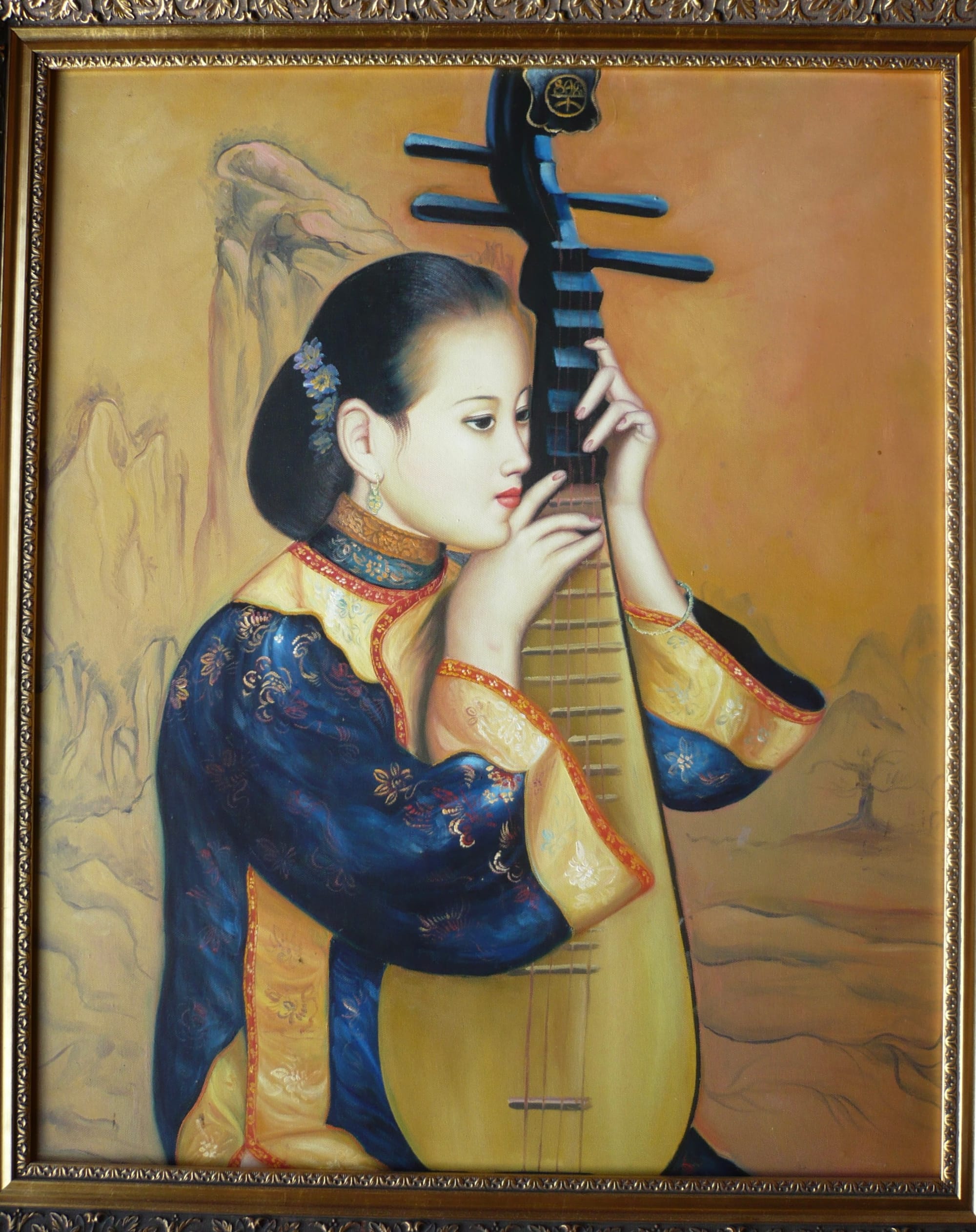 Woman with Pipa by Chen Yifei