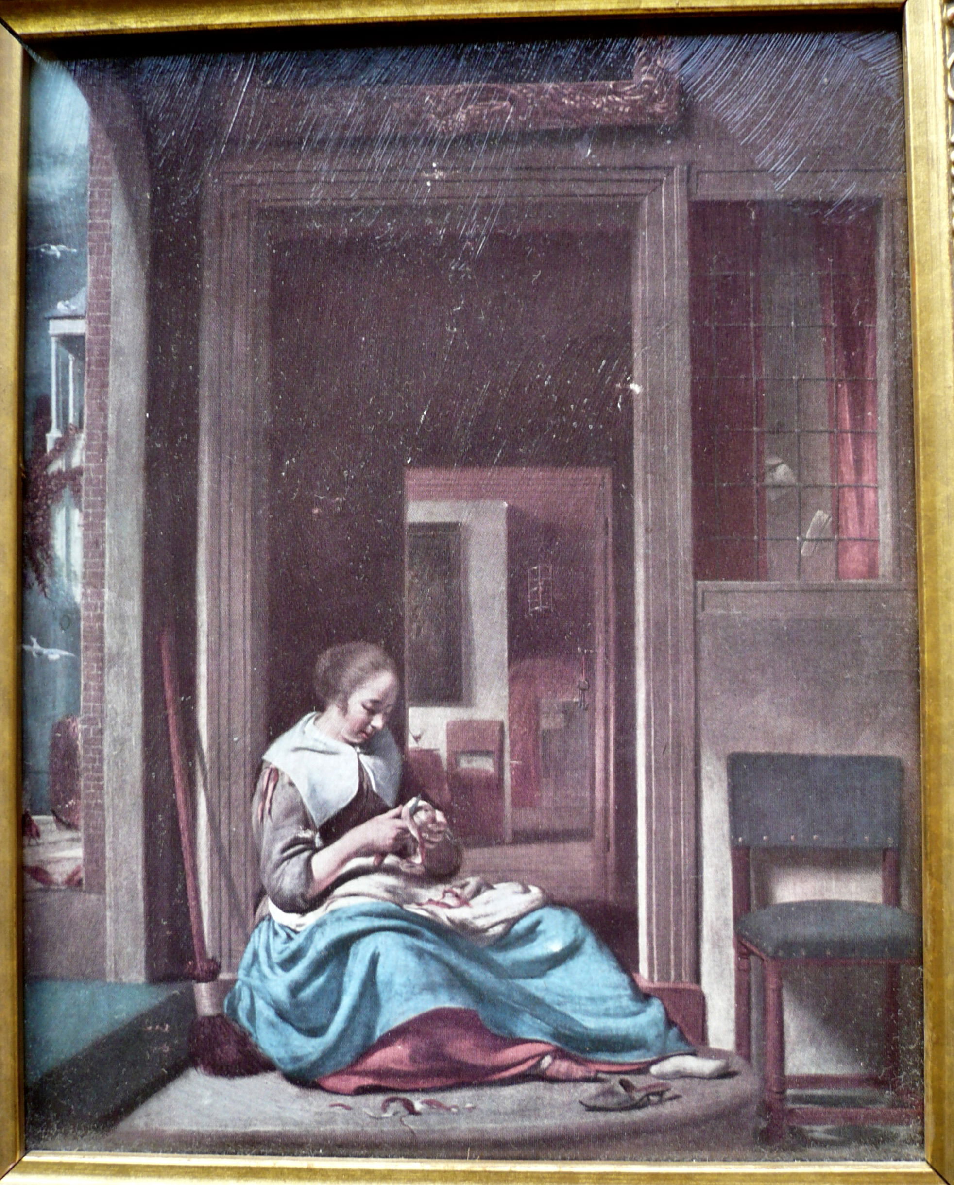 Girl Peeling an Apple by Cornelis Bisschop