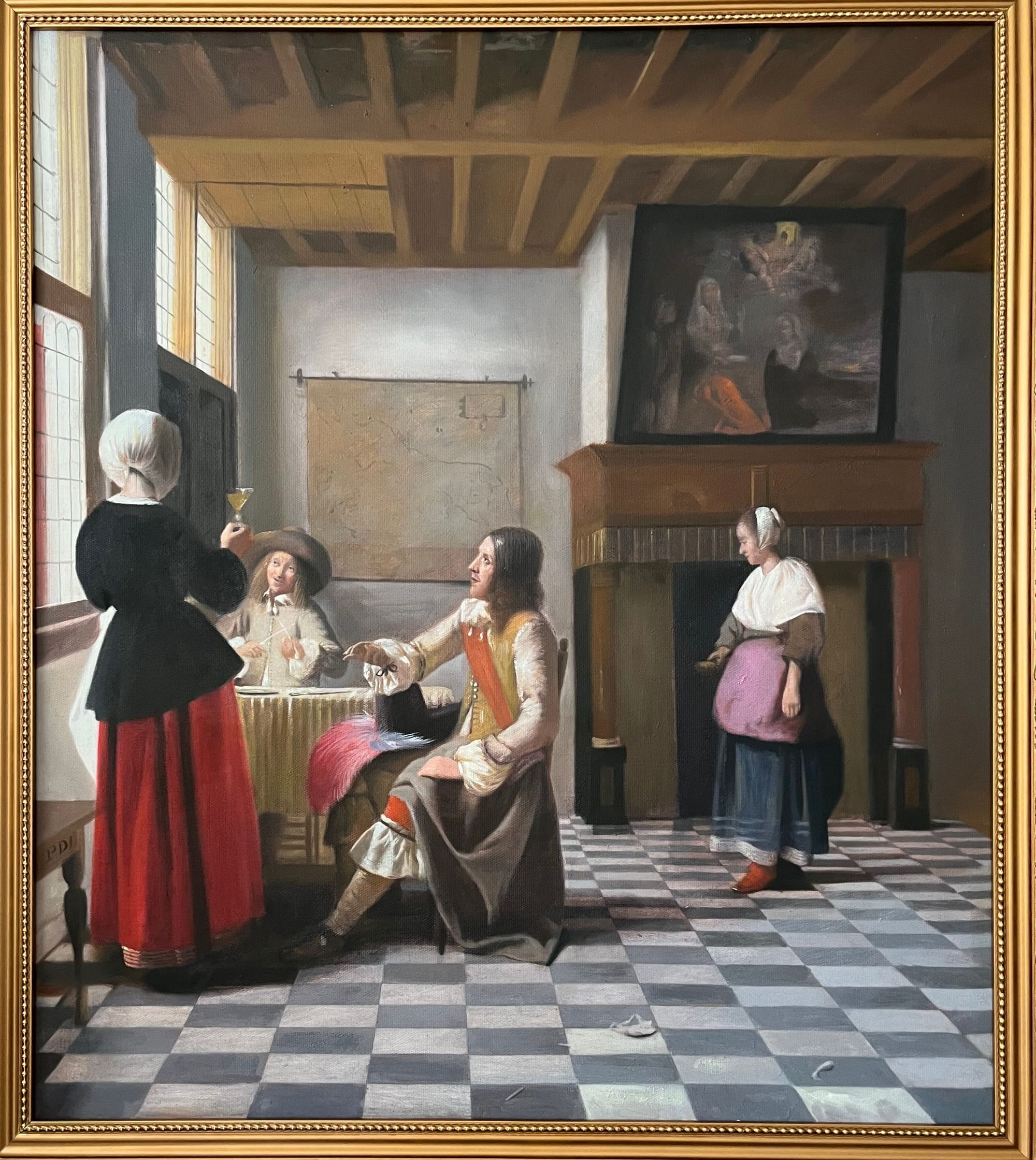 A Woman Drinking with Two Men by Pieter de Hooch