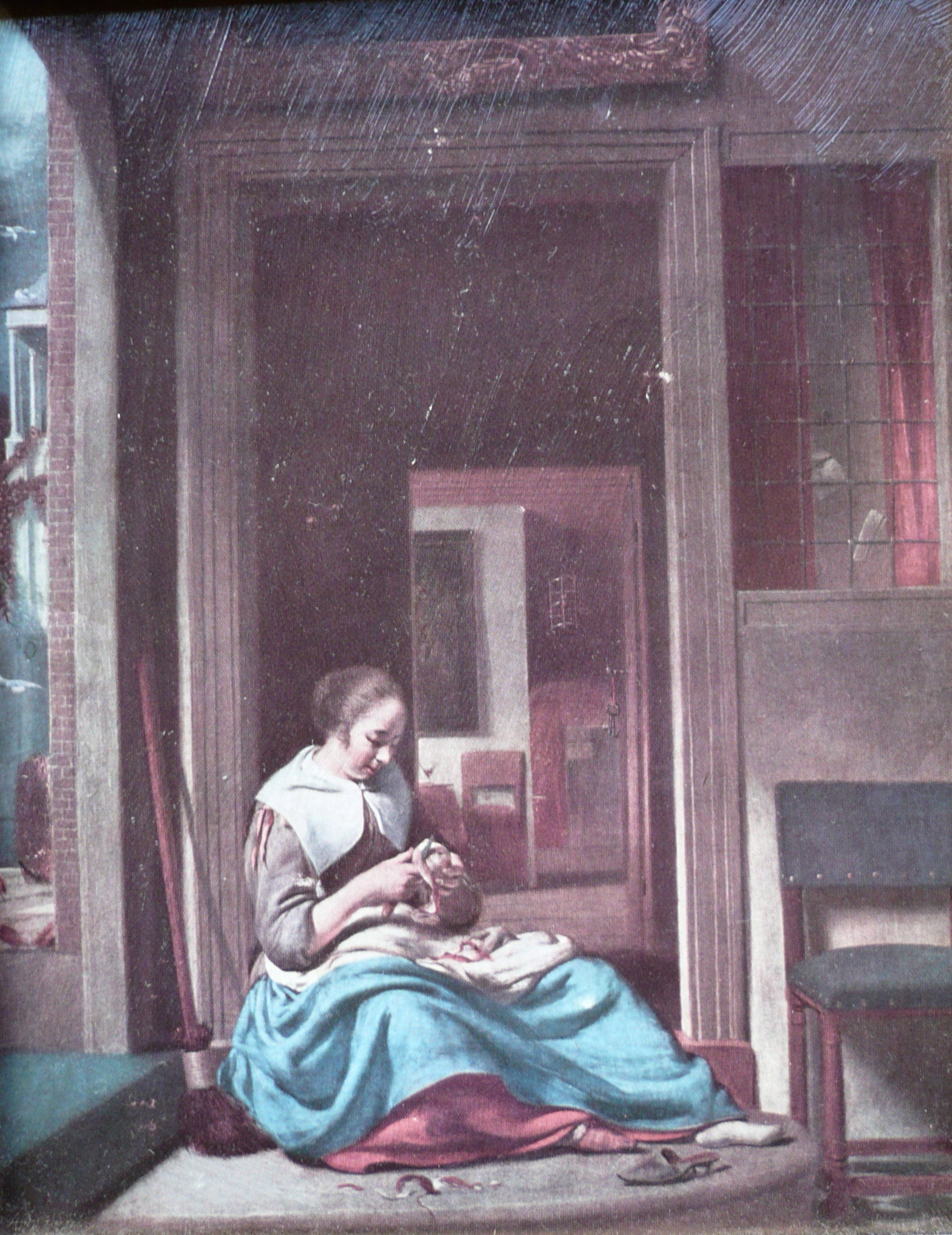 Girl Peeling an Apple by Cornelis Bisschop
