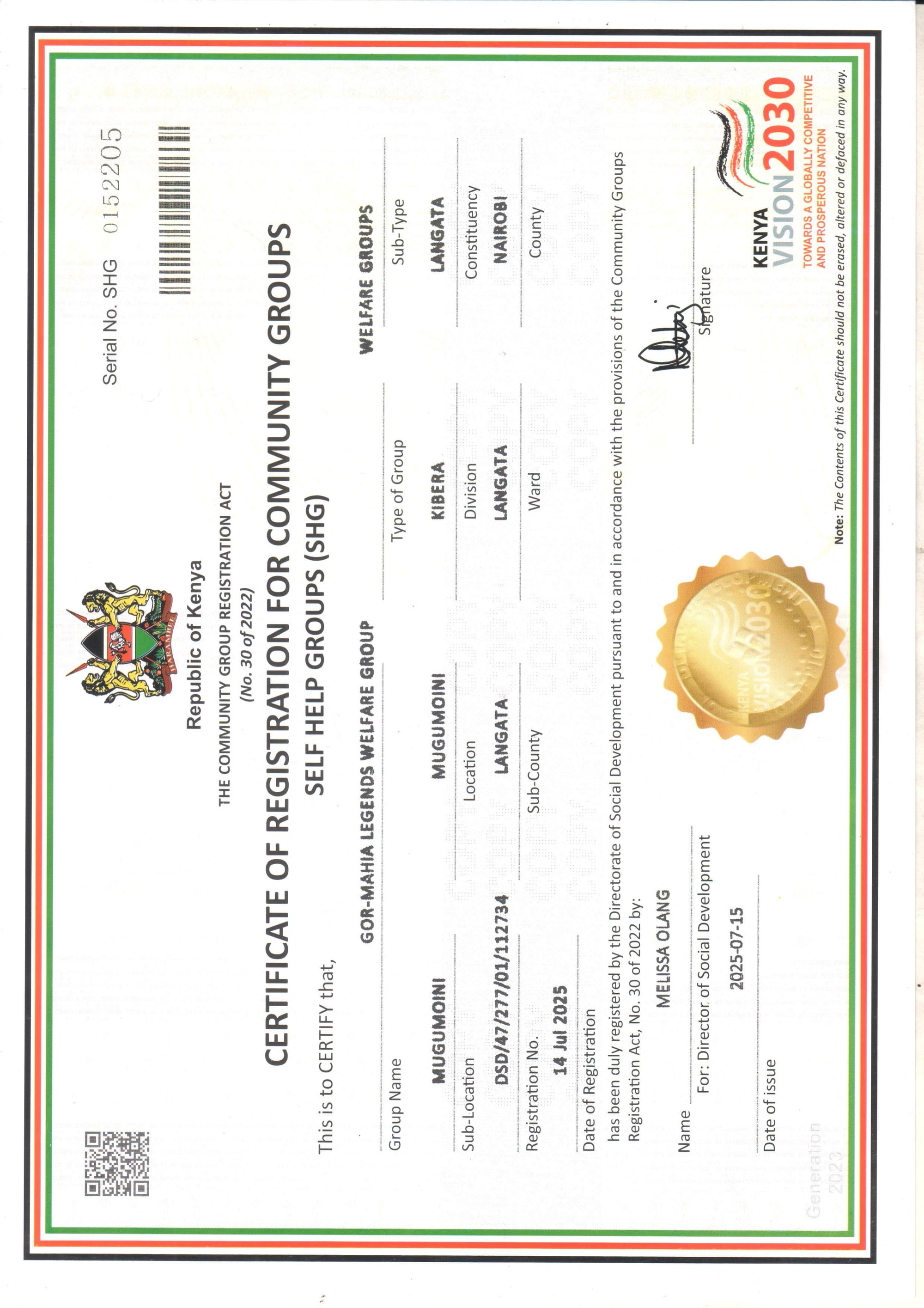 Certificate of Registration