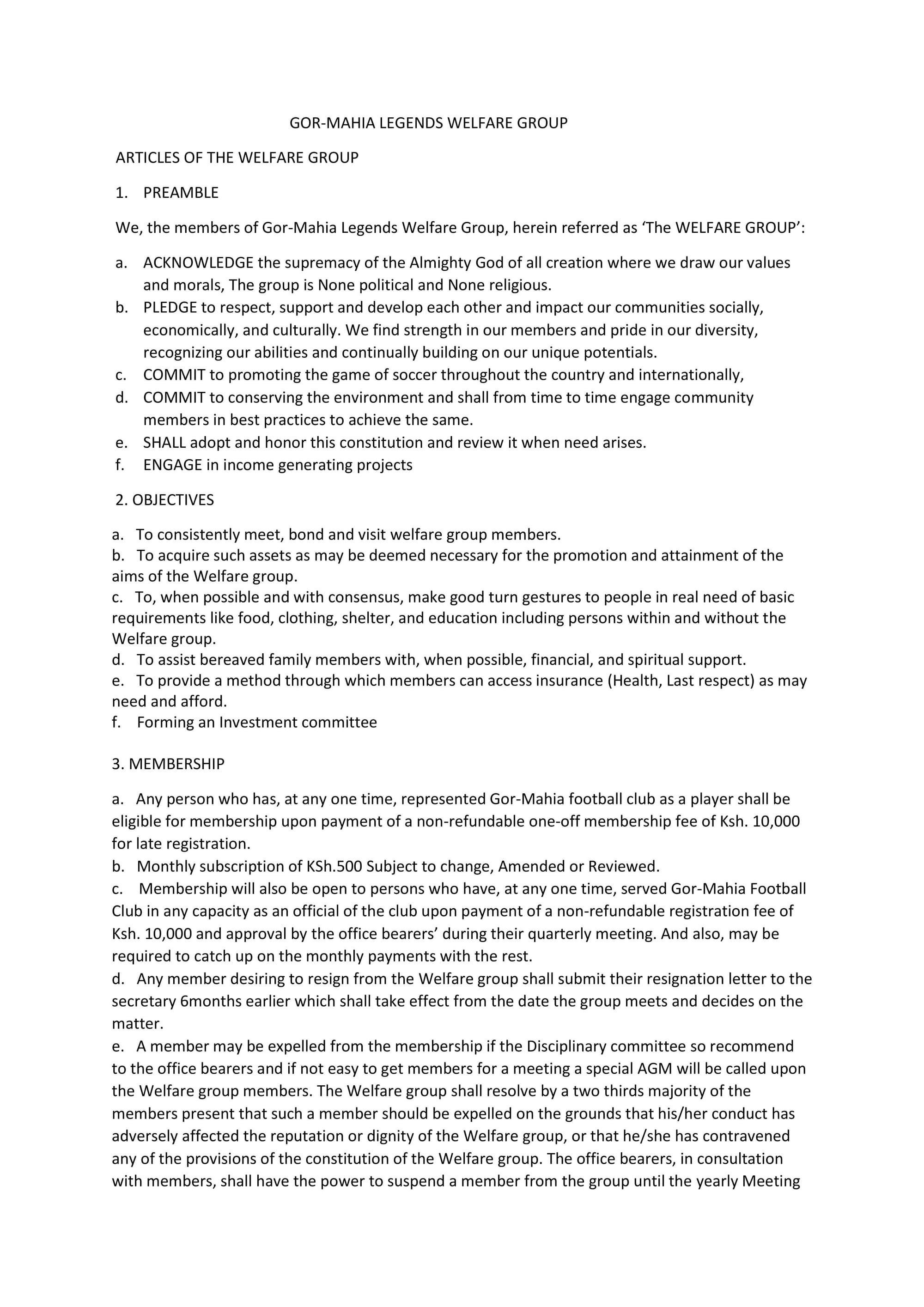 Article of Welfare group 1