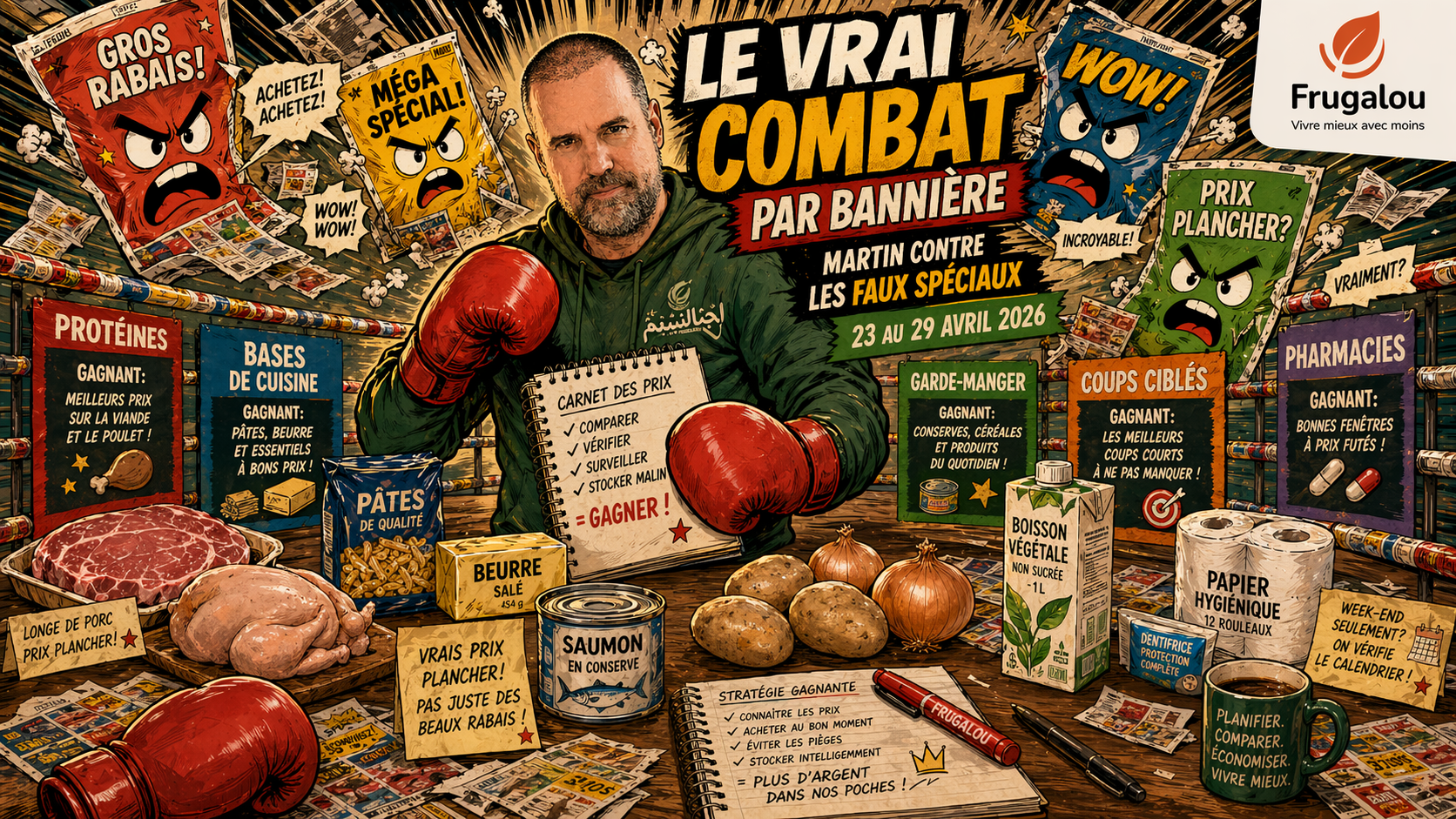 Le vrai combat par bannière épicerie Québec
