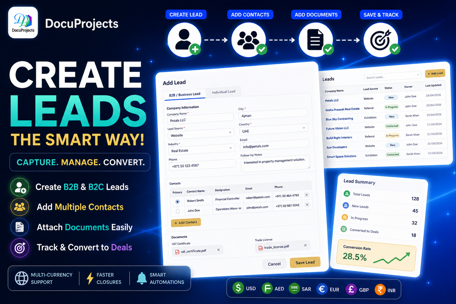 How to Create Leads in DocuProjects | UAE Based CRM Lead Management Made Easy
