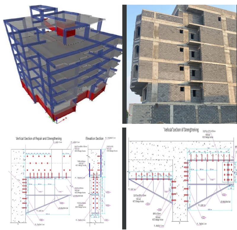 تدعيم منشأ سكني بنظام Concrete Jacket & Steel- مكة المكرمة