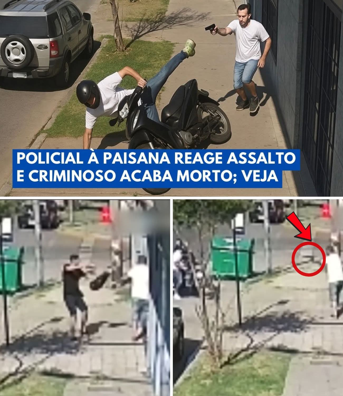 BANDIDOS TOMAM TIROS AO ASSALTAR PM DE FOLGA