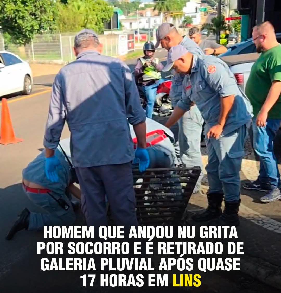 HOMEM PELADO FICA PRESO EM TUBULAÇÃO PLUVIAL
